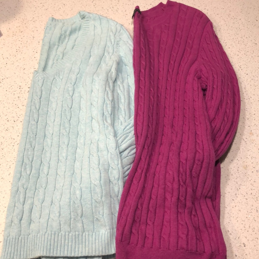 Two Cable Knit Sweaters. Size M